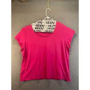 Carole Little Shirt Top Women's Pink Short Sleeve Stretch Travel Plus 3XL